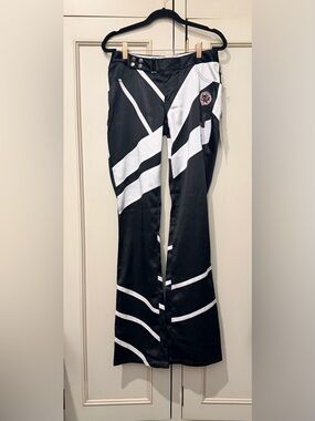 Indigo Red Black and White Striped Satin Pants. Brand New with Tags Size 28